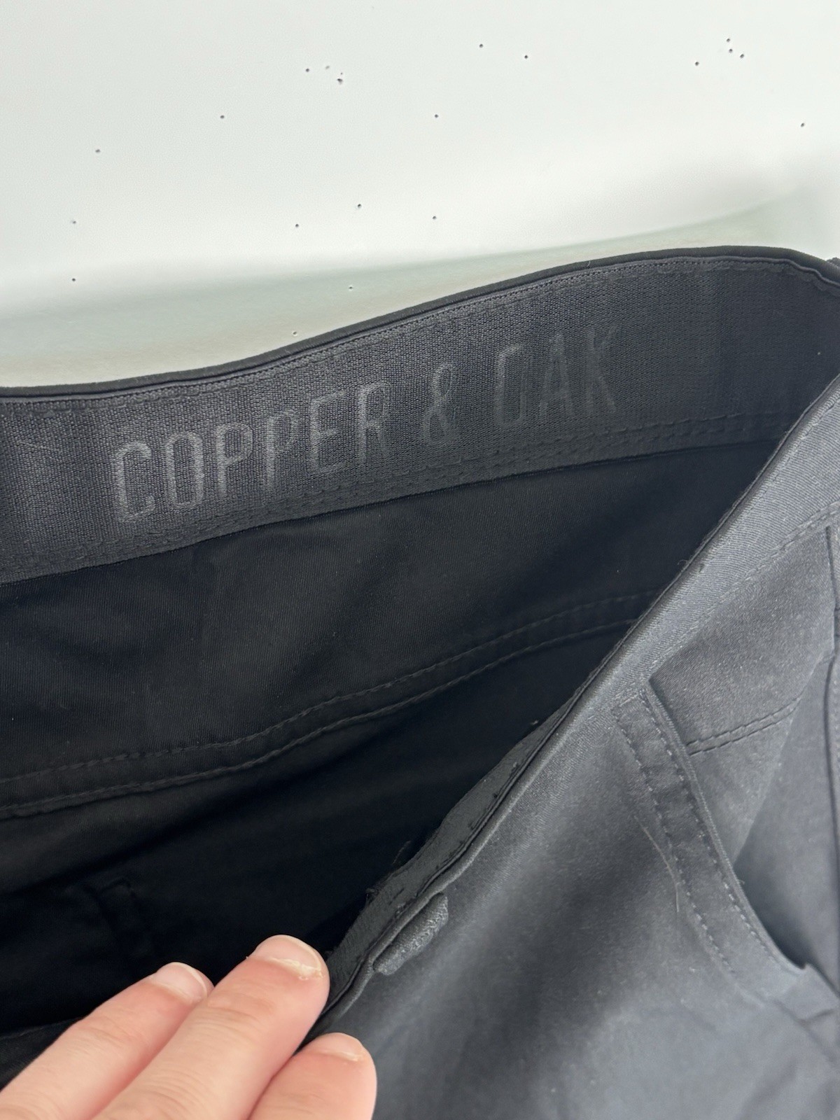 Copper & Oak Men’s Black Casual Pants Slim Tapered 32W Polyester Pockets