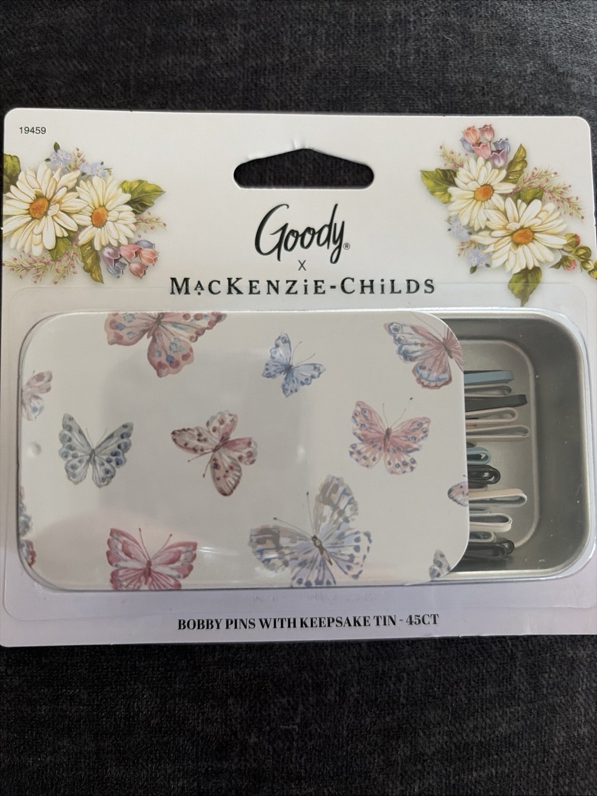 MacKenzie-Childs x Goody Bobby Pins Keepsake Butterfly Tin 45 Count New