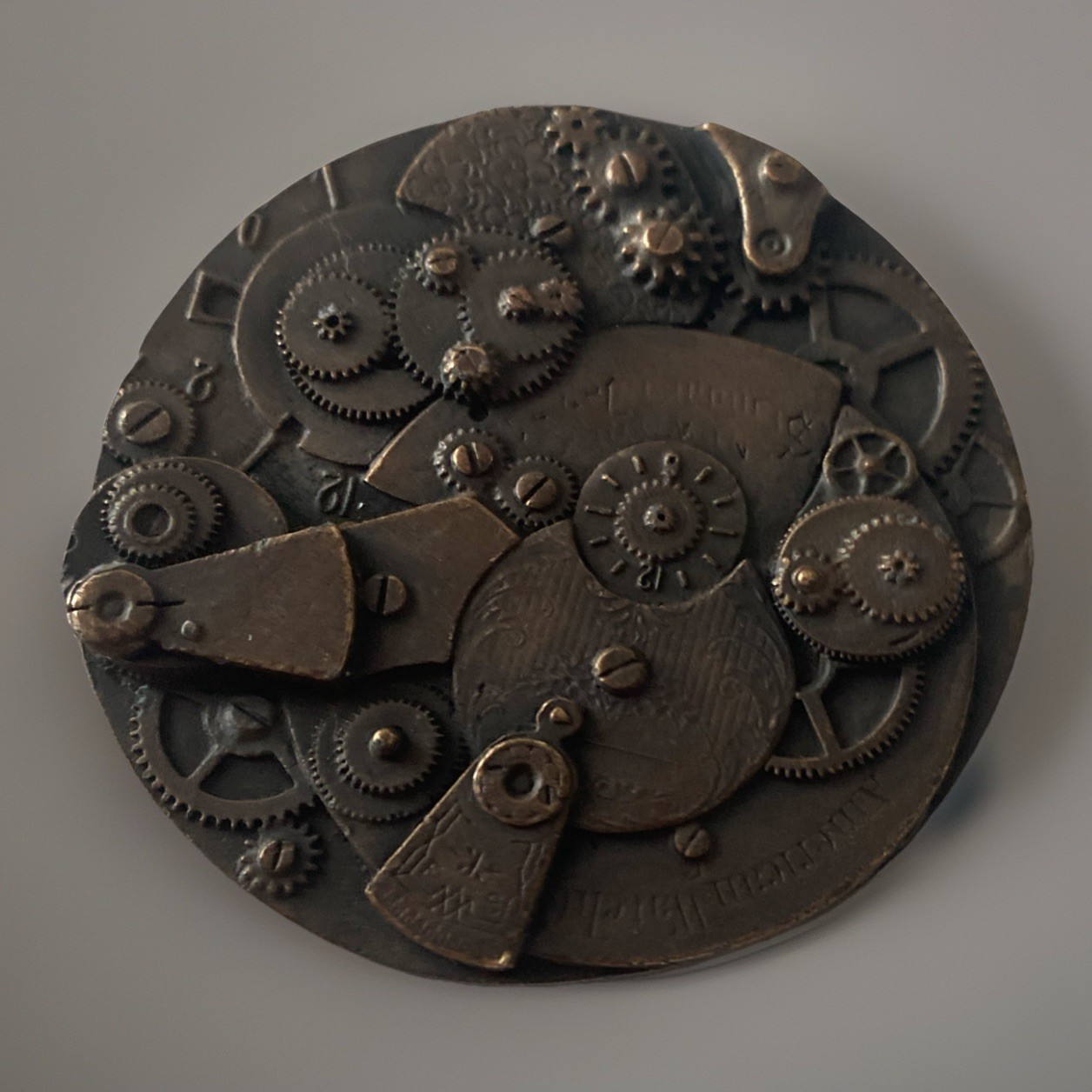 VINTAGE BELT BUCKLE STEAMPUNK GEARS 3” BERGAMOT BRASSWORKS RETIRED COLLECTIBLE!