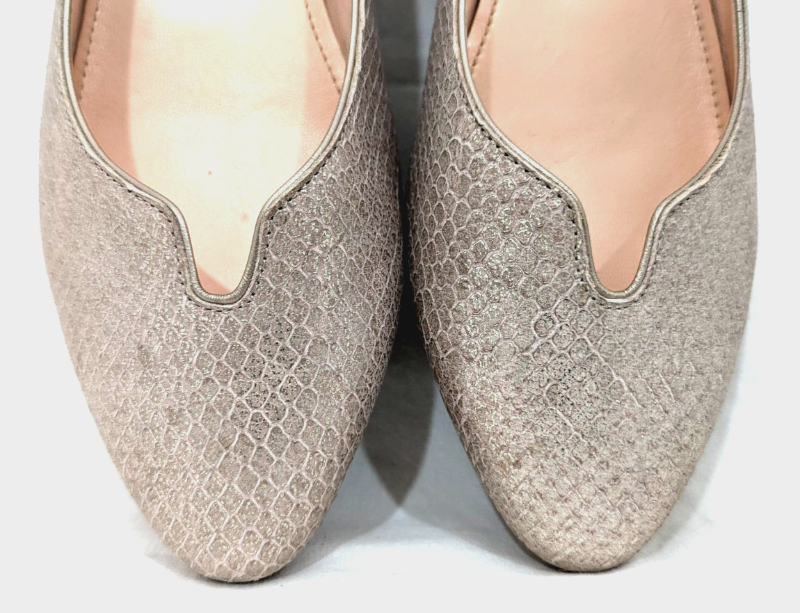 AGL Women’s Silver Snake Pink Nude Leather Loafers Flats Shoes US 7.5/37.5 EUC *