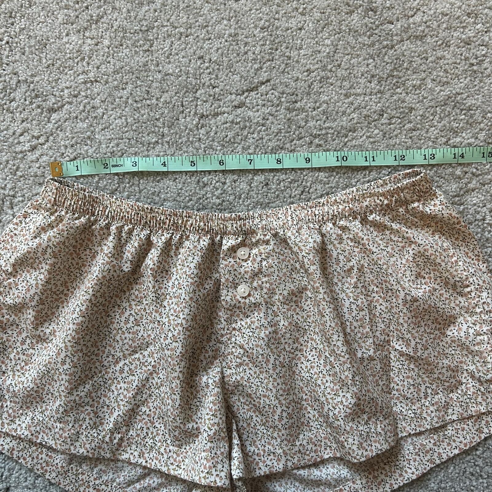 Brandy Melville Cream Floral Button-Front Lounge Shorts One Size