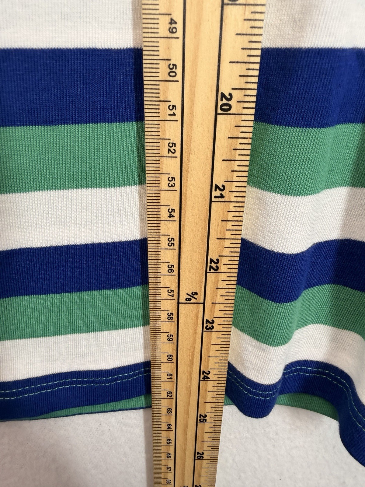M&S Collection Striped Top UK 12 Blue Green White 3/4 Sleeve Stretch Jersey