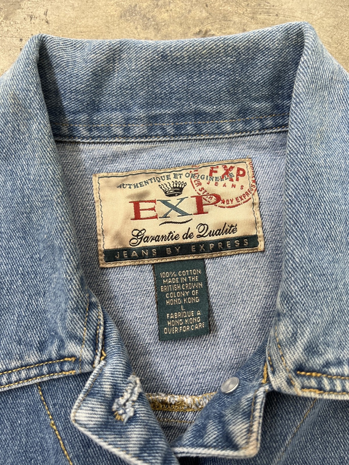 90s Y2K Express Denim Vest L Button Front Collared Jean Western Grunge Hip Hop L
