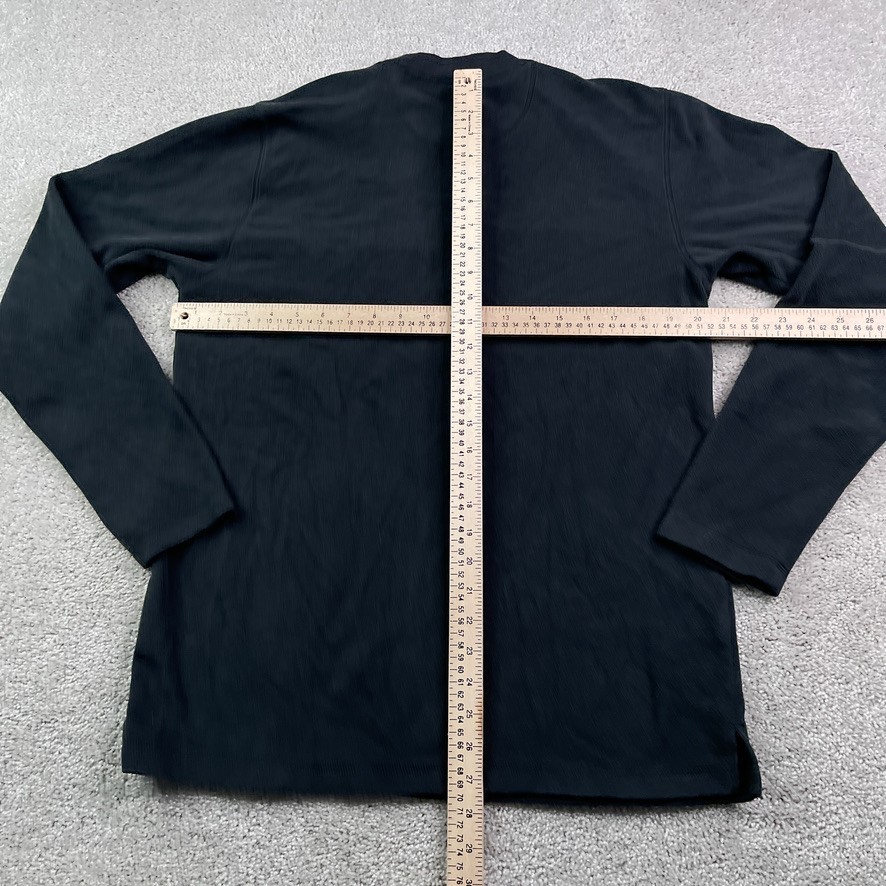 LL Bean Sweatshirt Mens Medium Tall Black Fleece Crewneck Pullover Zip Pocket