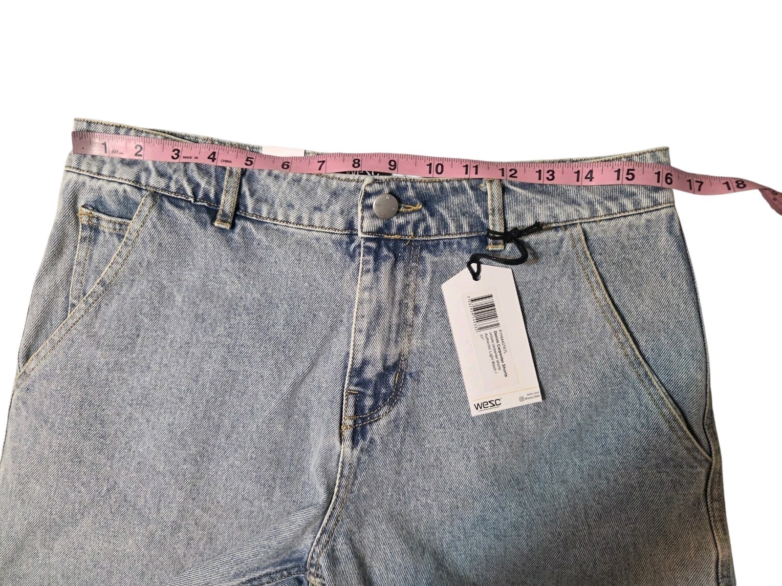 Wesc Light Wash Unisex/Men’s Carpenter Denim Shorts 32×9 NWT
