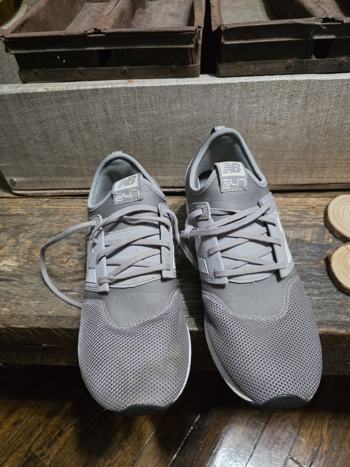 Mens New Balance 247 Classic Lifestyle In Gray And White Mesh Synthetic Leather
