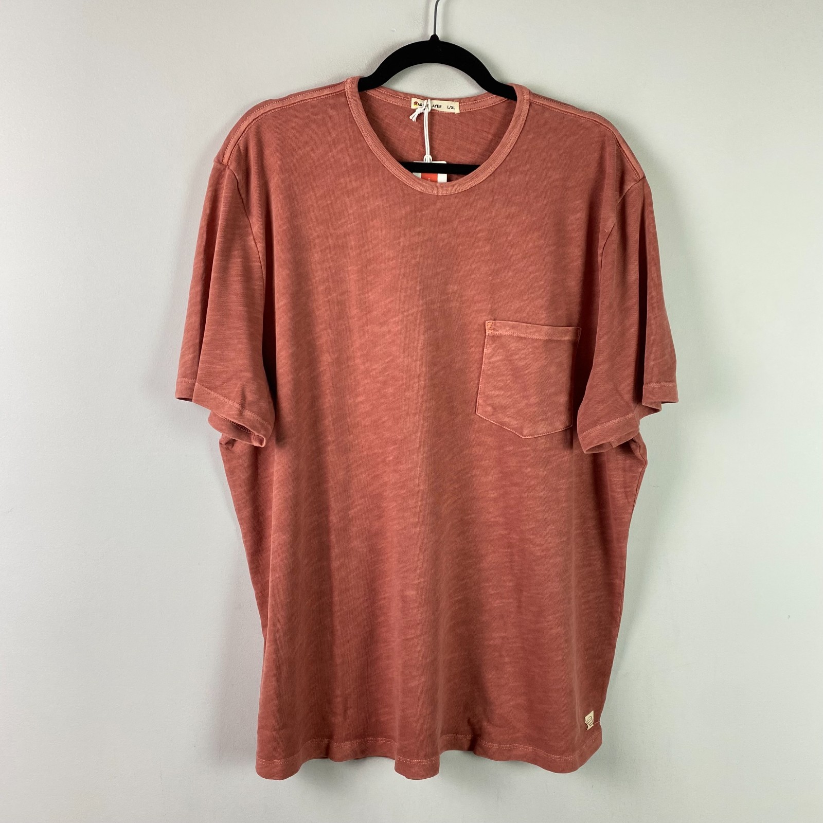 Marine Layer Tee Mens Size L Vintage Heavy Slub Pocket Rust Red Short Sleeve