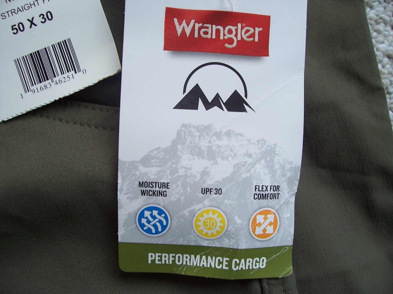 Wrangler Men’s Performance Cargo Pants Flex For Comfort Flex Waistband 50×30 New