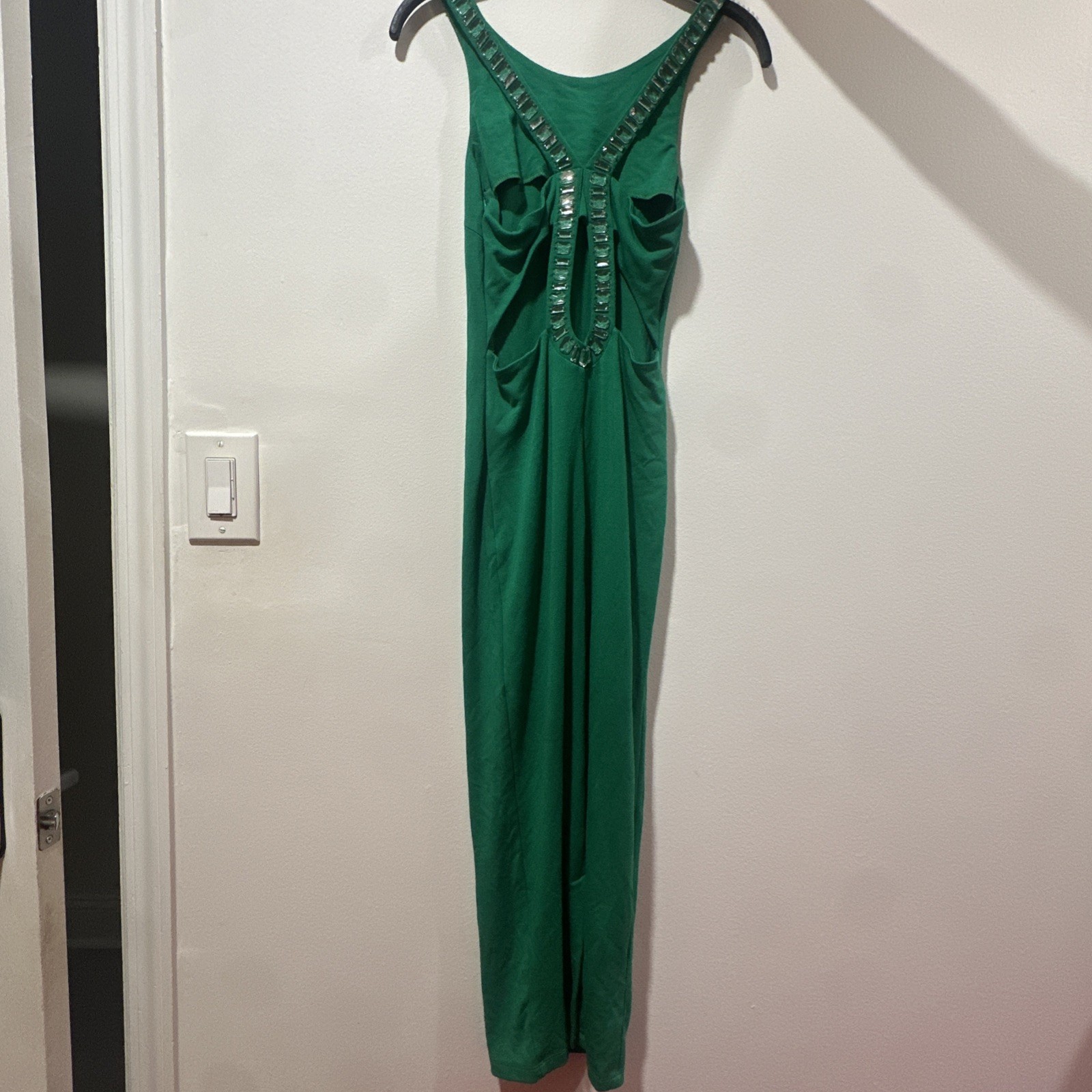 ASOS Lace Ruffle Open Back Green pecil Dress US 4