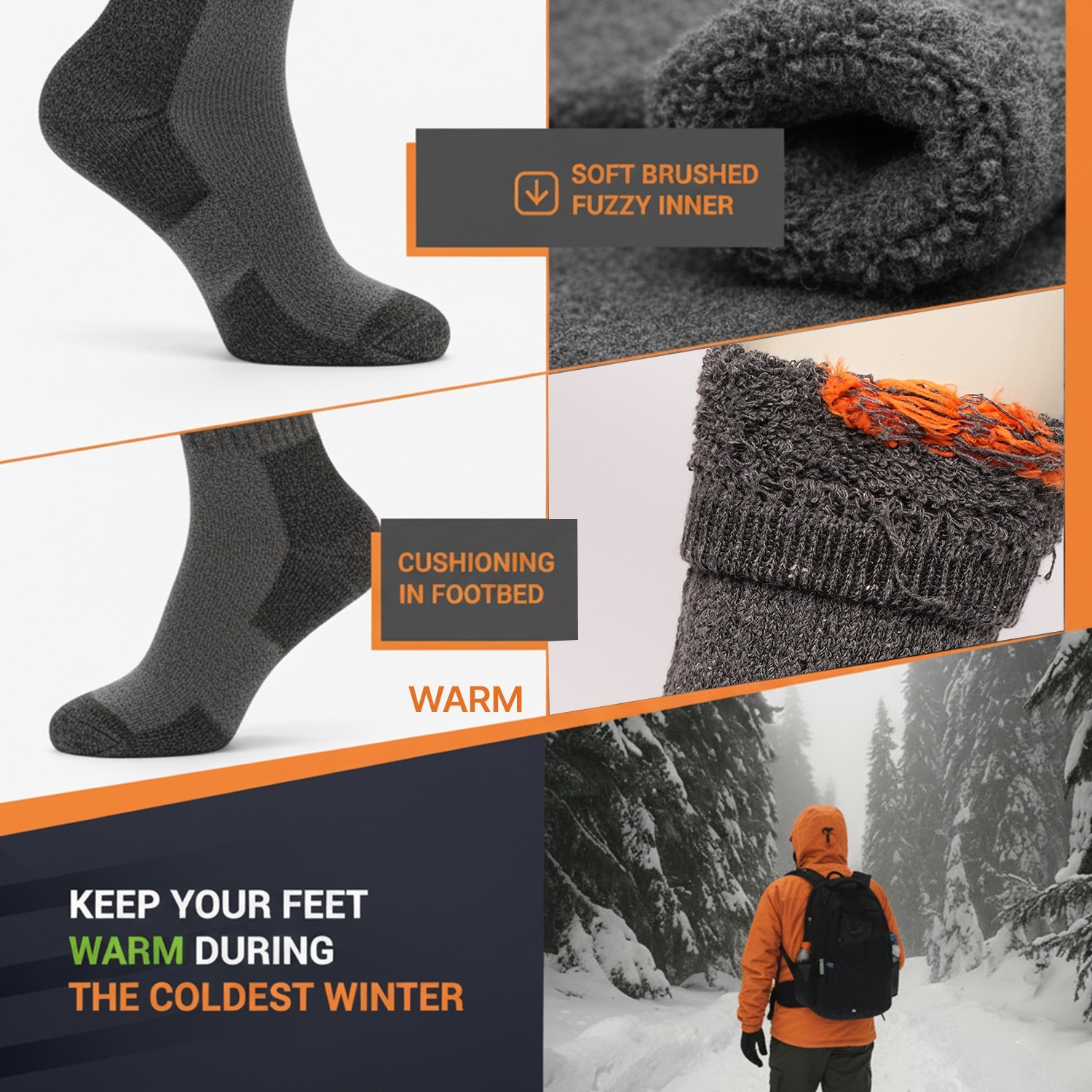 6-12 Pair Merino Lambs Wool Thermal Crew Socks Warm Heavy Duty Winter Boot 10-13