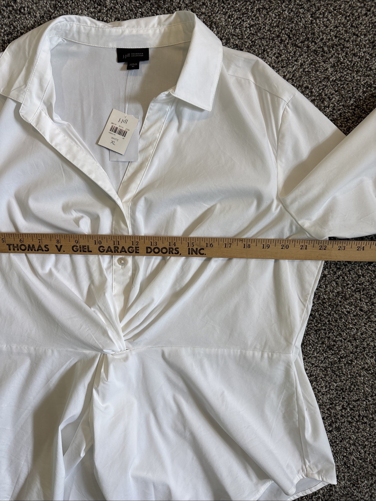 J. Jill Wearever Collection Poplin Shirt Ruched Twist Front Detail XL White