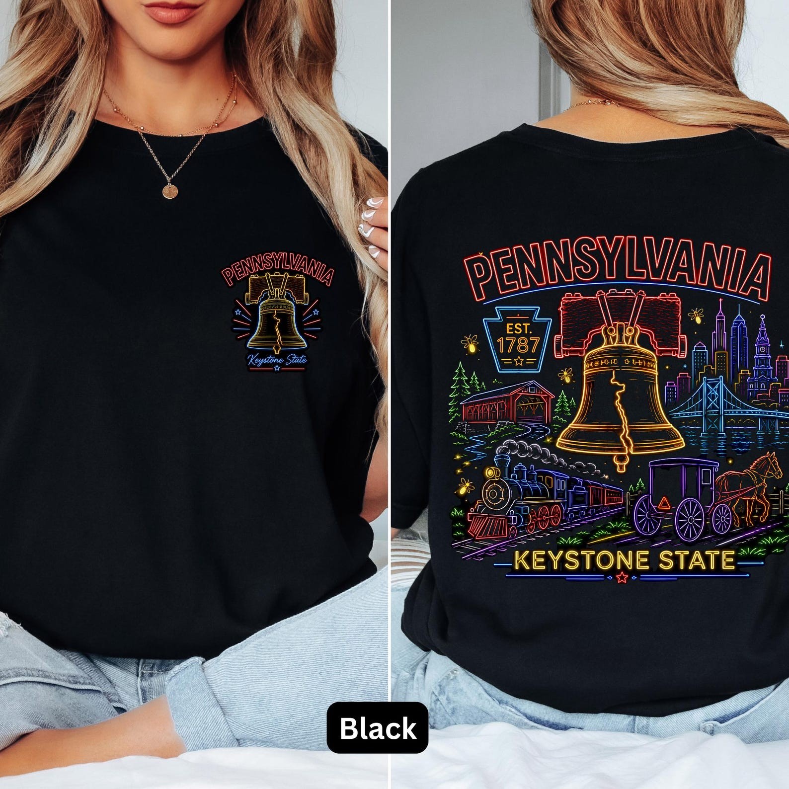Pennsylvania Neon T-Shirt | Liberty Bell Pennsylvania State Pride