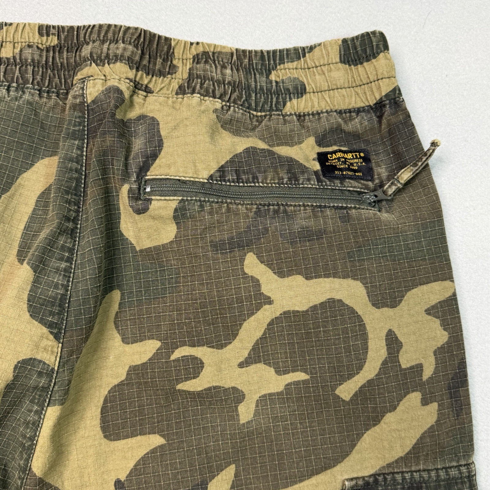 Carhartt WIP Green Cargo Jogger 6.5 Oz Ripstop Camo Combi Large