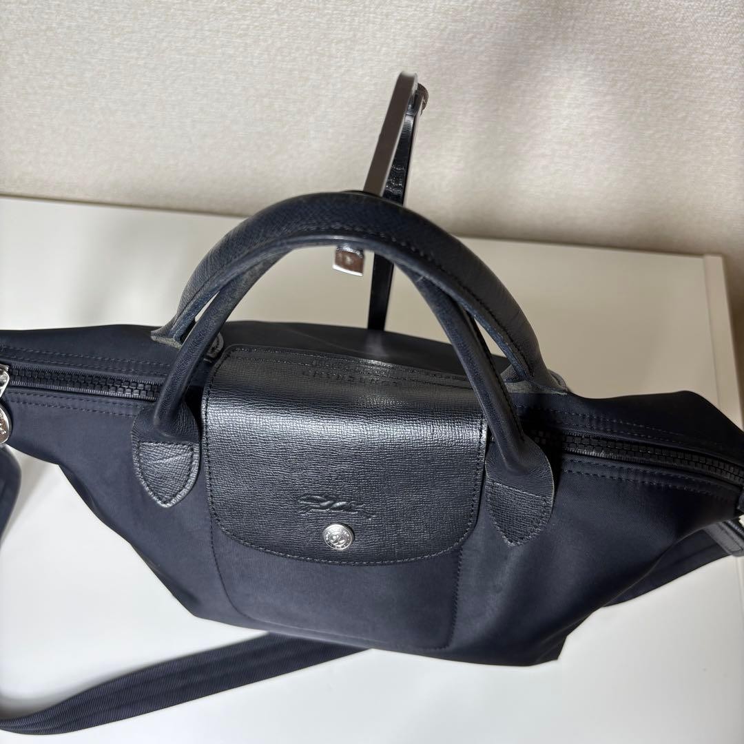 LONGCHAMP Le Pliage Black 2-Way Bag Nylon Leather