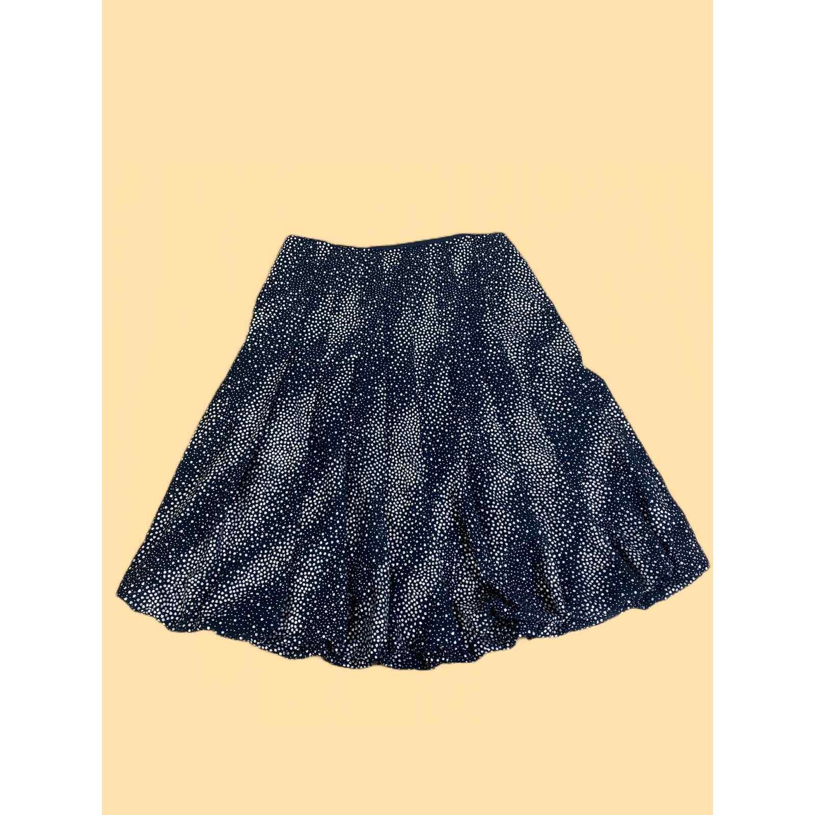Vintage Leggiadro Beverly Hills All Silk Navy and Silver Glitter Skirt Size 8
