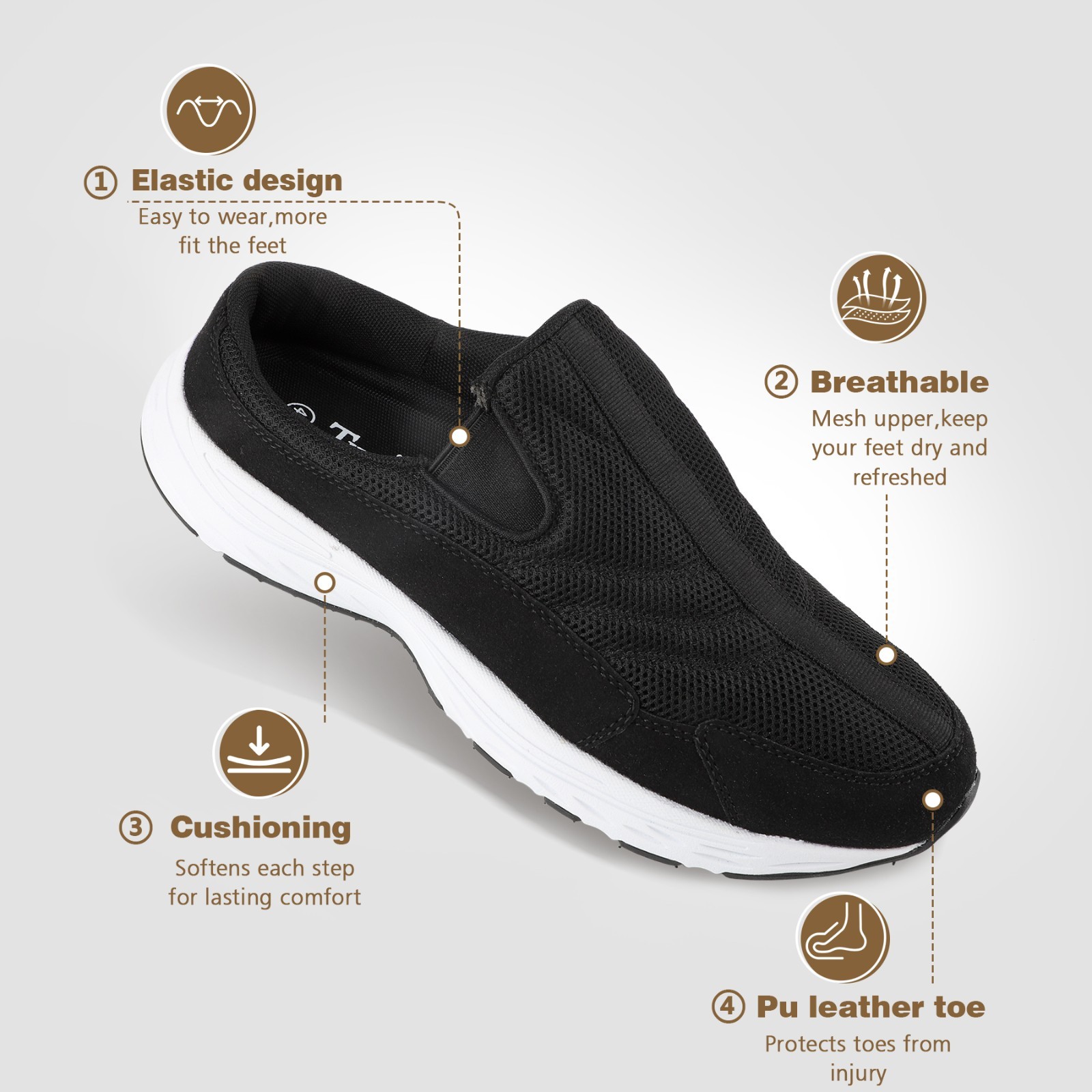Men’s Slip-On Mules | Indoor/Outdoor All Seasons Wide Slippers Lightweight