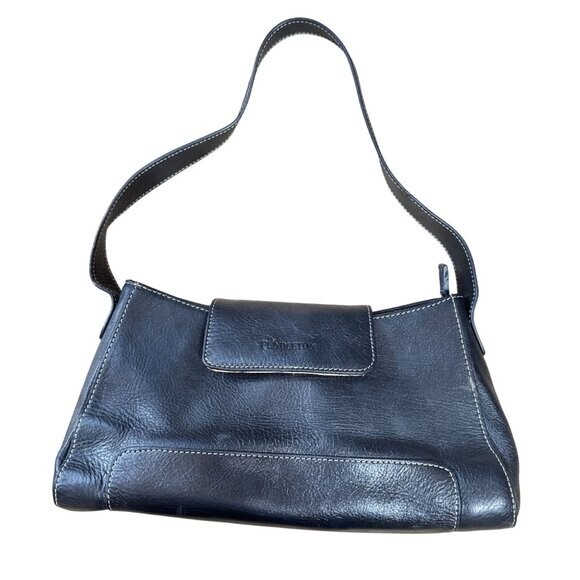 Pendleton Genuine Leather Purse Black Embossed Logo Shoulder Bag Tote 6″x11.5″
