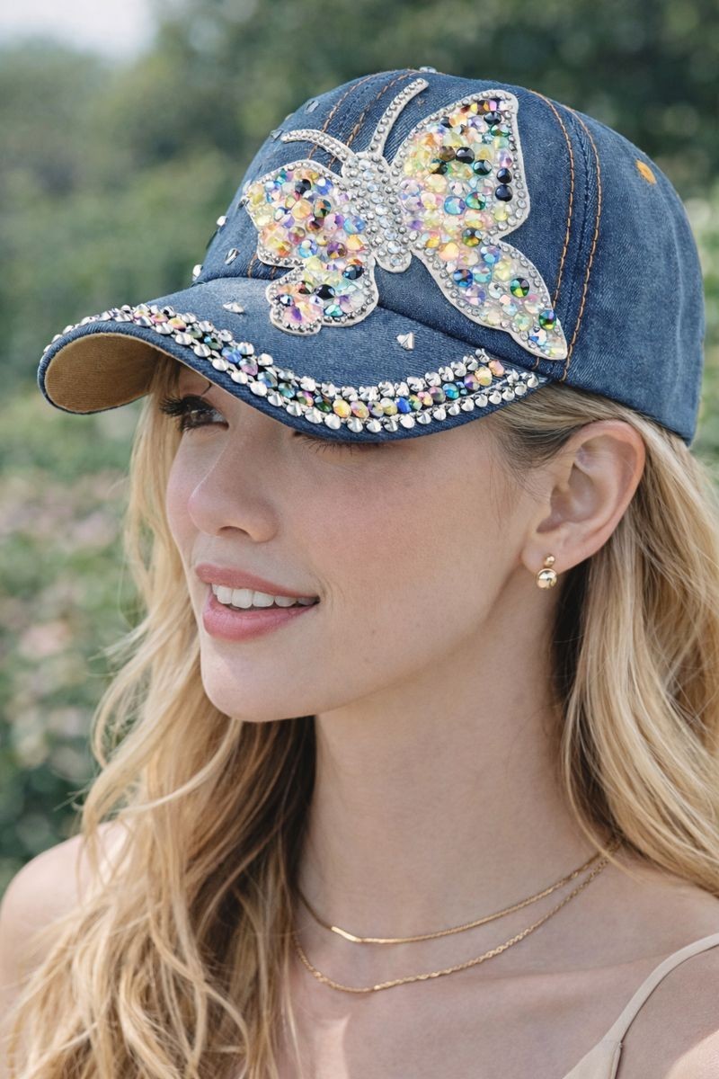 Bling Women’s Rhinestone Baseball Cap,Shiny Denim and Diamonds Sparkling mom hat