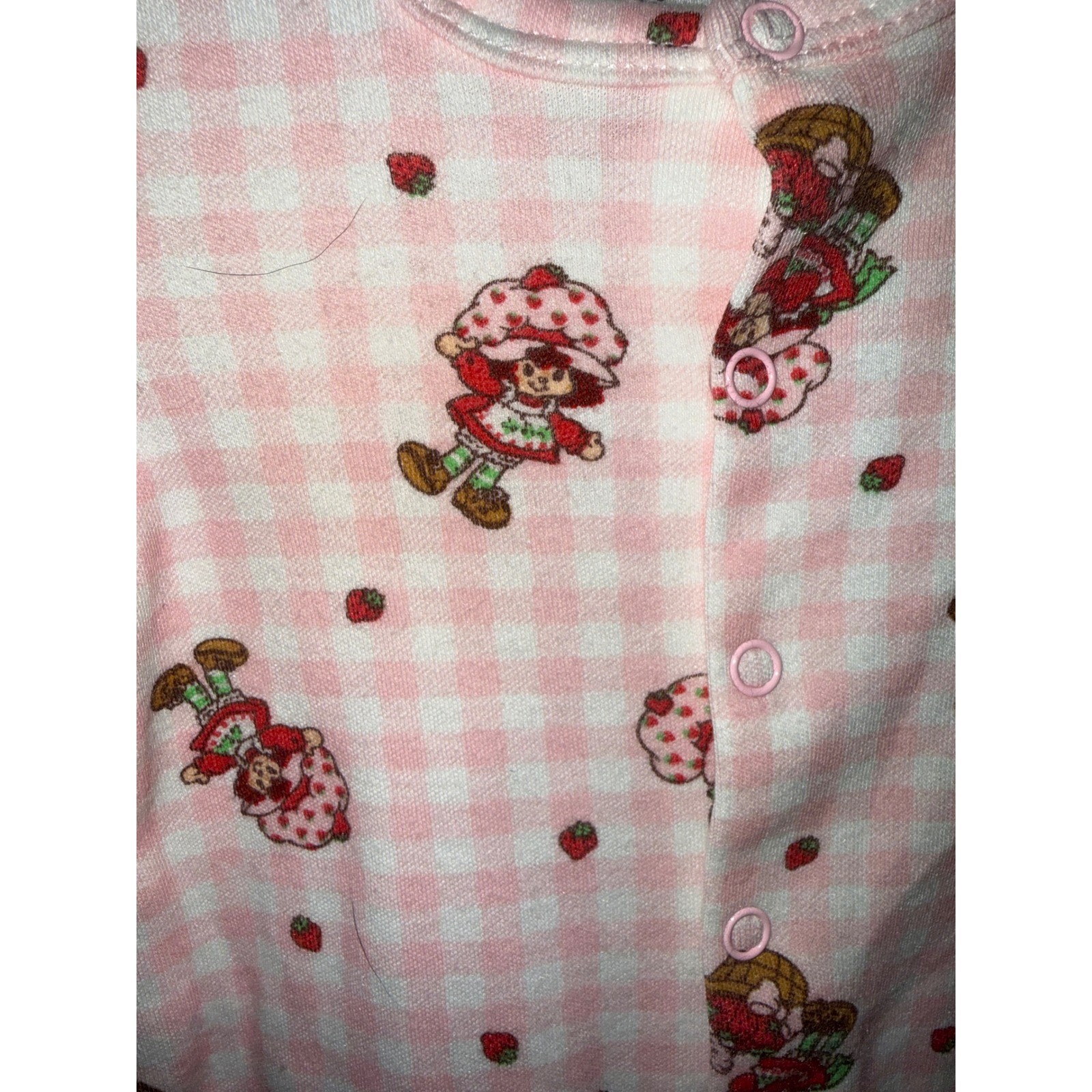 Strawberry Shortcake Pink Gingham Footed Sleeper Pajamas Newborn NB