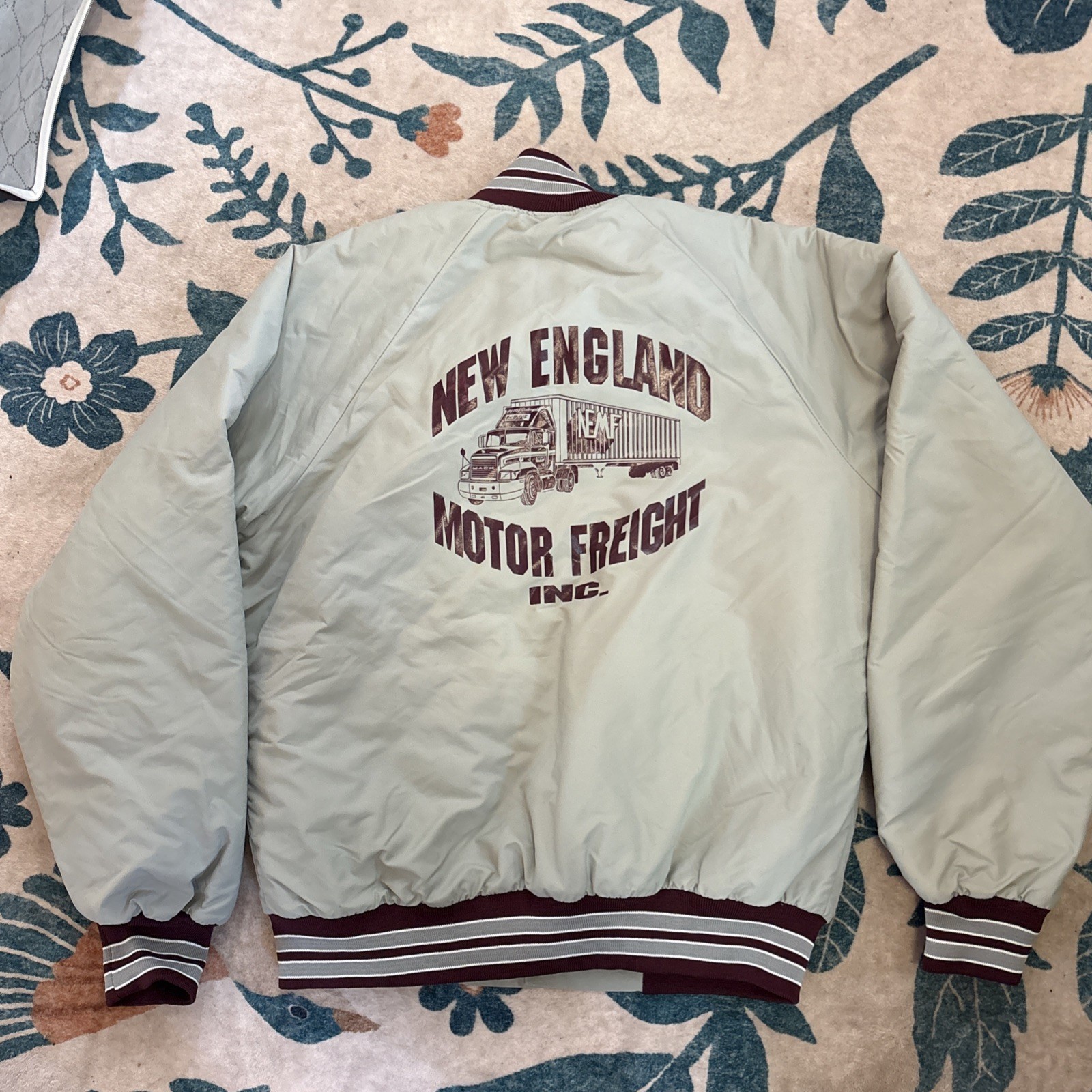 Vintage Hartwell Bomber Jacket Men M Gray Mack Truck New England Safety Award