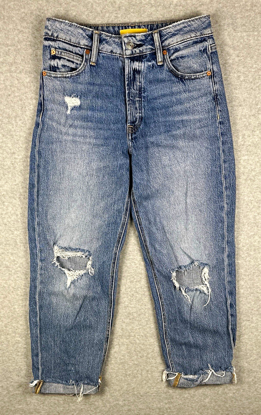 Maurices Womens Jeans Size 6 Regular Distressed Boyfriend Cuffed Medium Wash