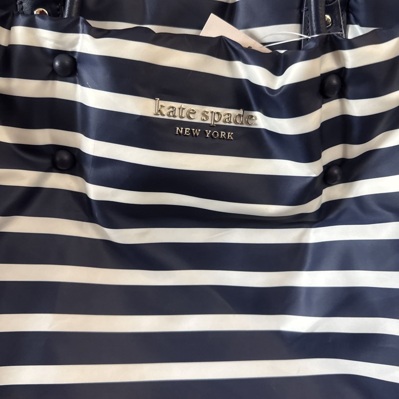NWT Kate Spade EVERYTHING PUFFY STRIPE Large Tote Navy Stripe
