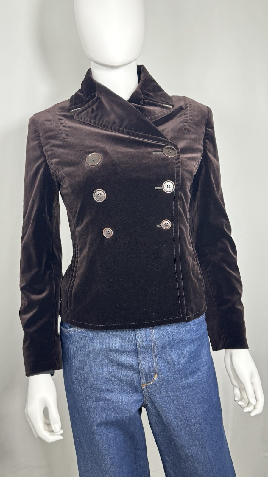 VTG Paul Smith (Blue Line) Brown Velvet Double Breasted Jacket IT 42 US 6