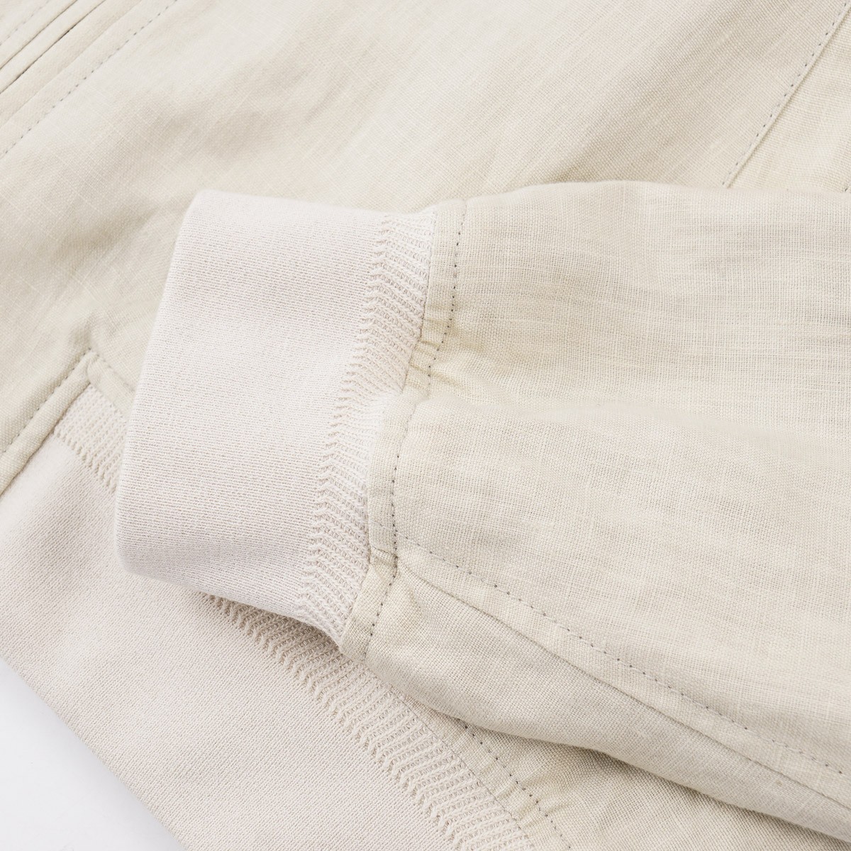Brett Johnson Ivory Cream Linen Bomber Jacket with Knit Details XL (Eu 54) NWT