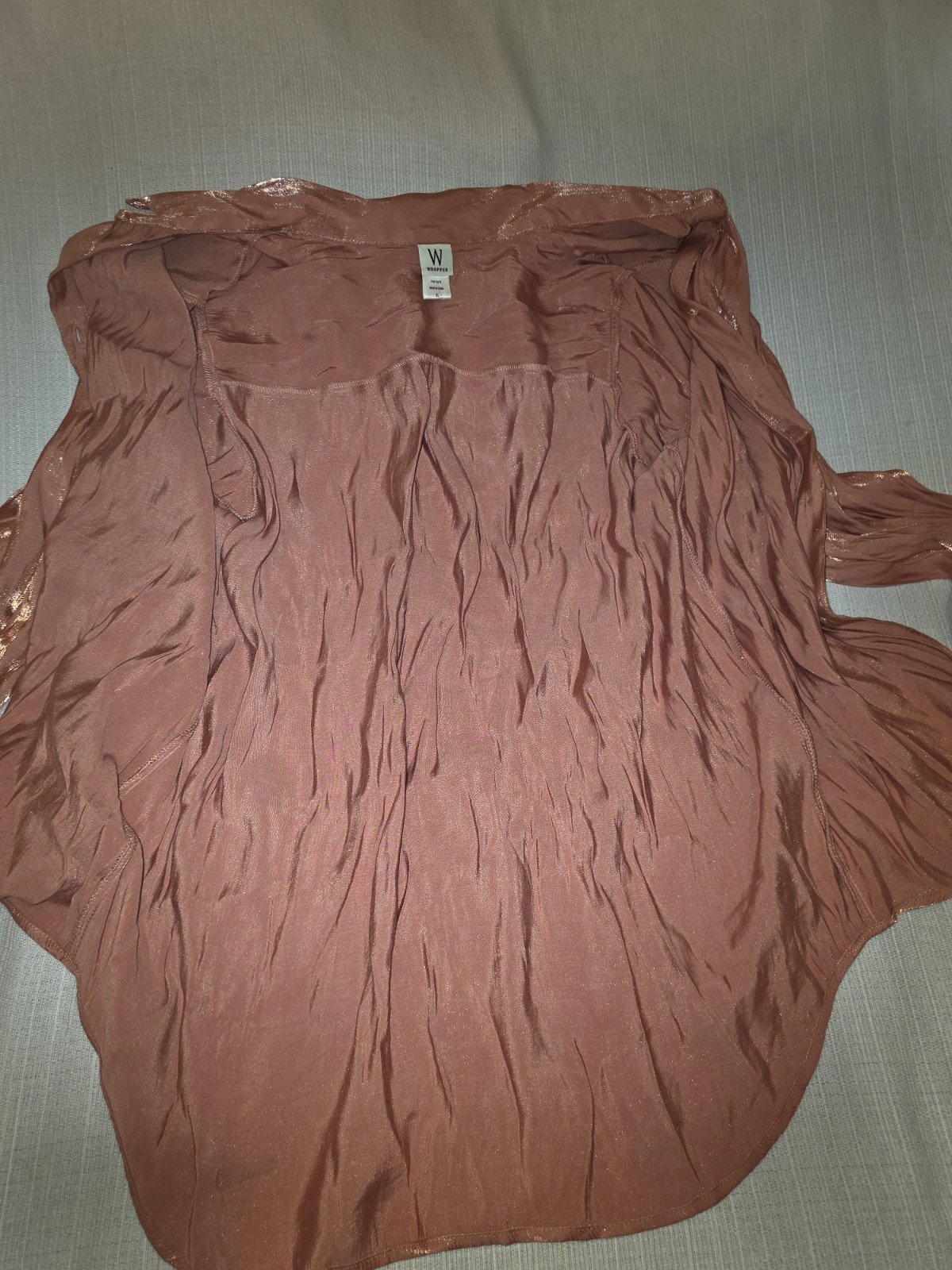 Wrapper Pink Solid Collared Button-Up Long Sleeve Blouse Regular XL