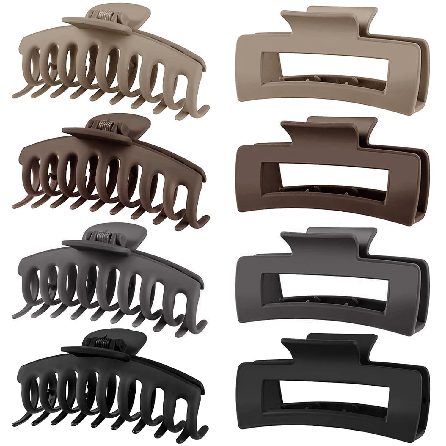 8 Pack Neutral Matte Big Claw Clips for Thick Hair, 4.3 Inch Large Hair Claw Cli