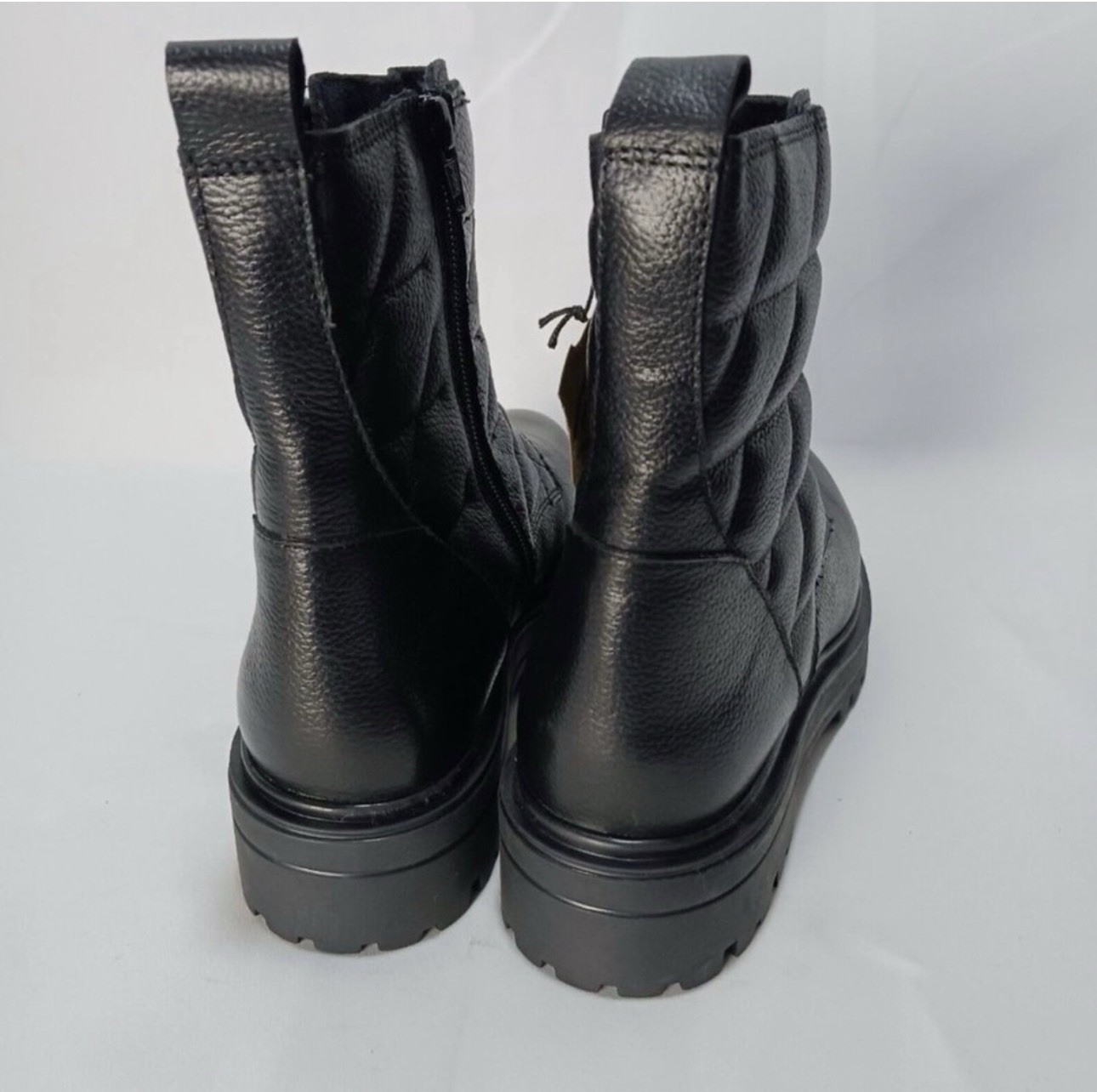 Alberto Torresi Men’s Black Leather Moto Ankle Boots Lug Sole Zip 7.5