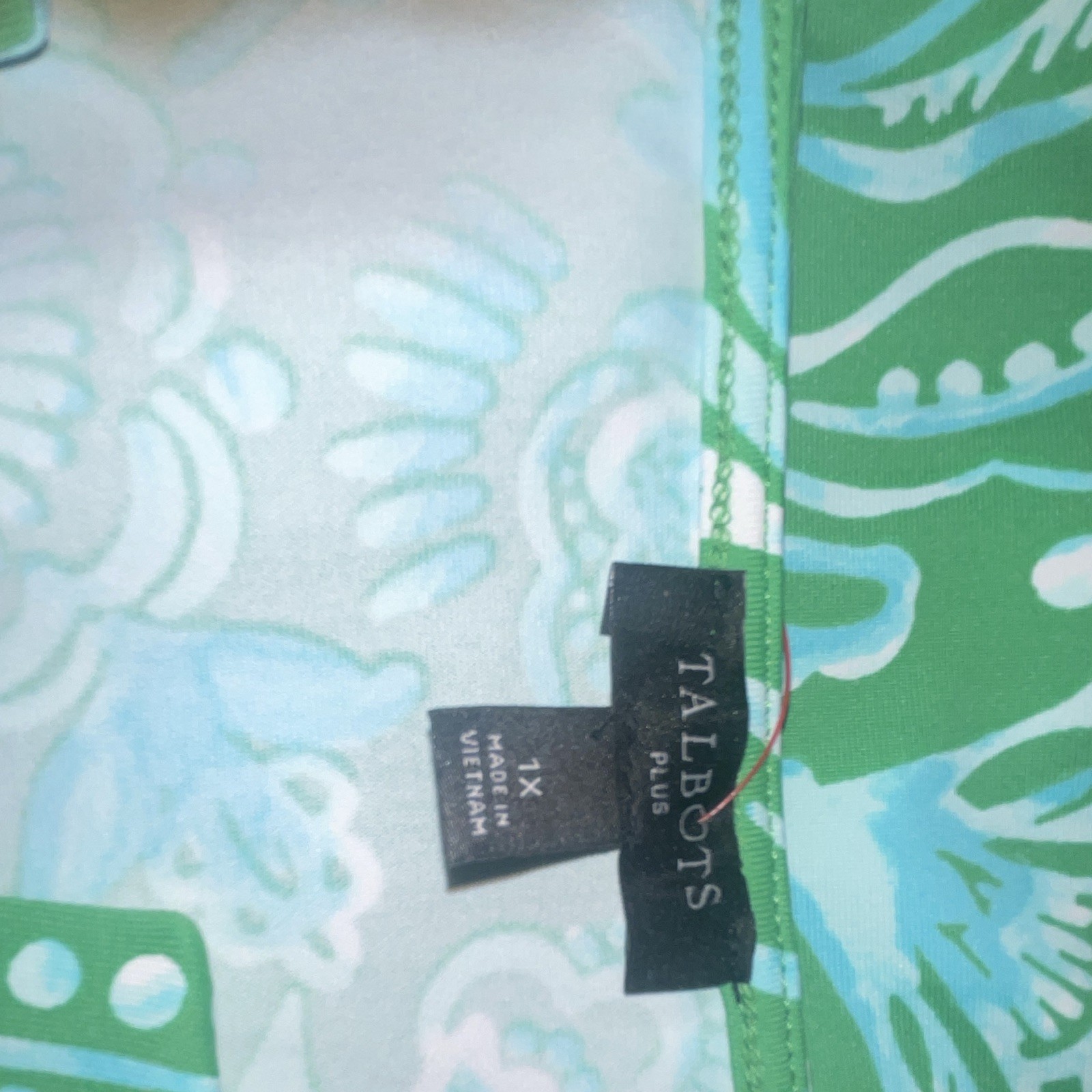 Talbots Women’s Plus 1X Green Floral V-Neck Short Sleeve T-Shirt Dress
