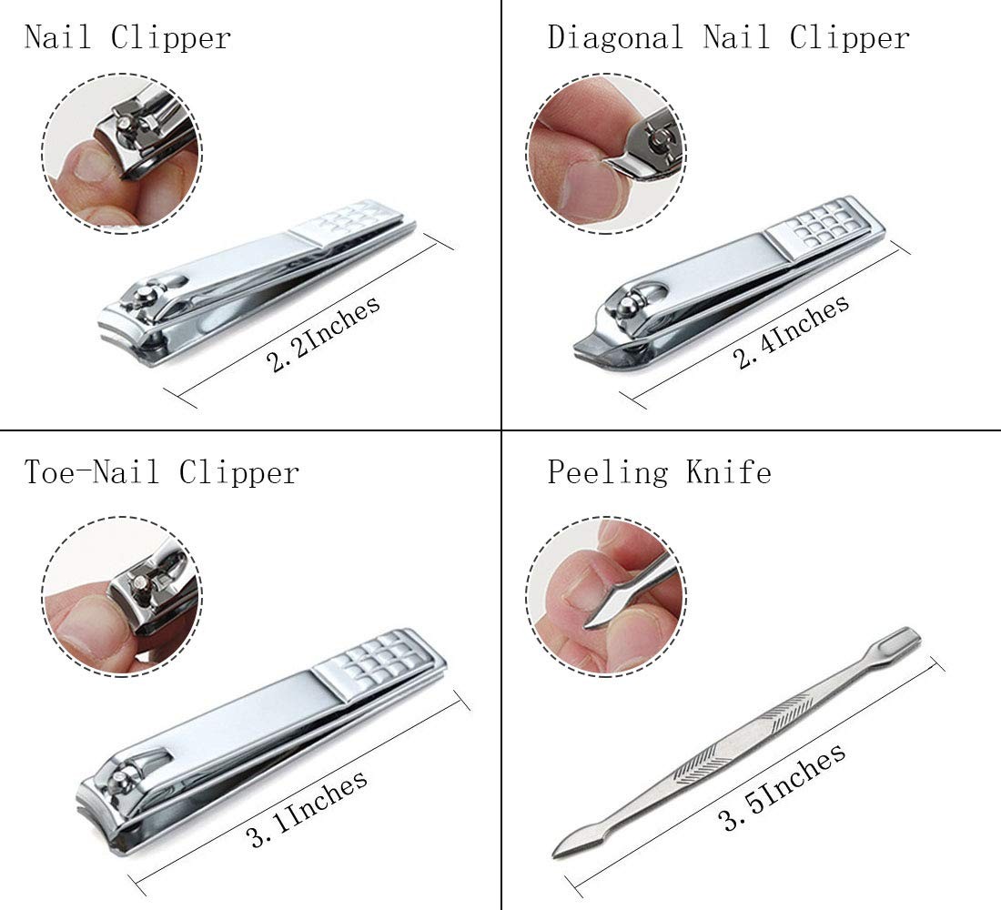 Manicure Set Professional Nail Clippers Kit Pedicure Care Tools- Stainless Steel