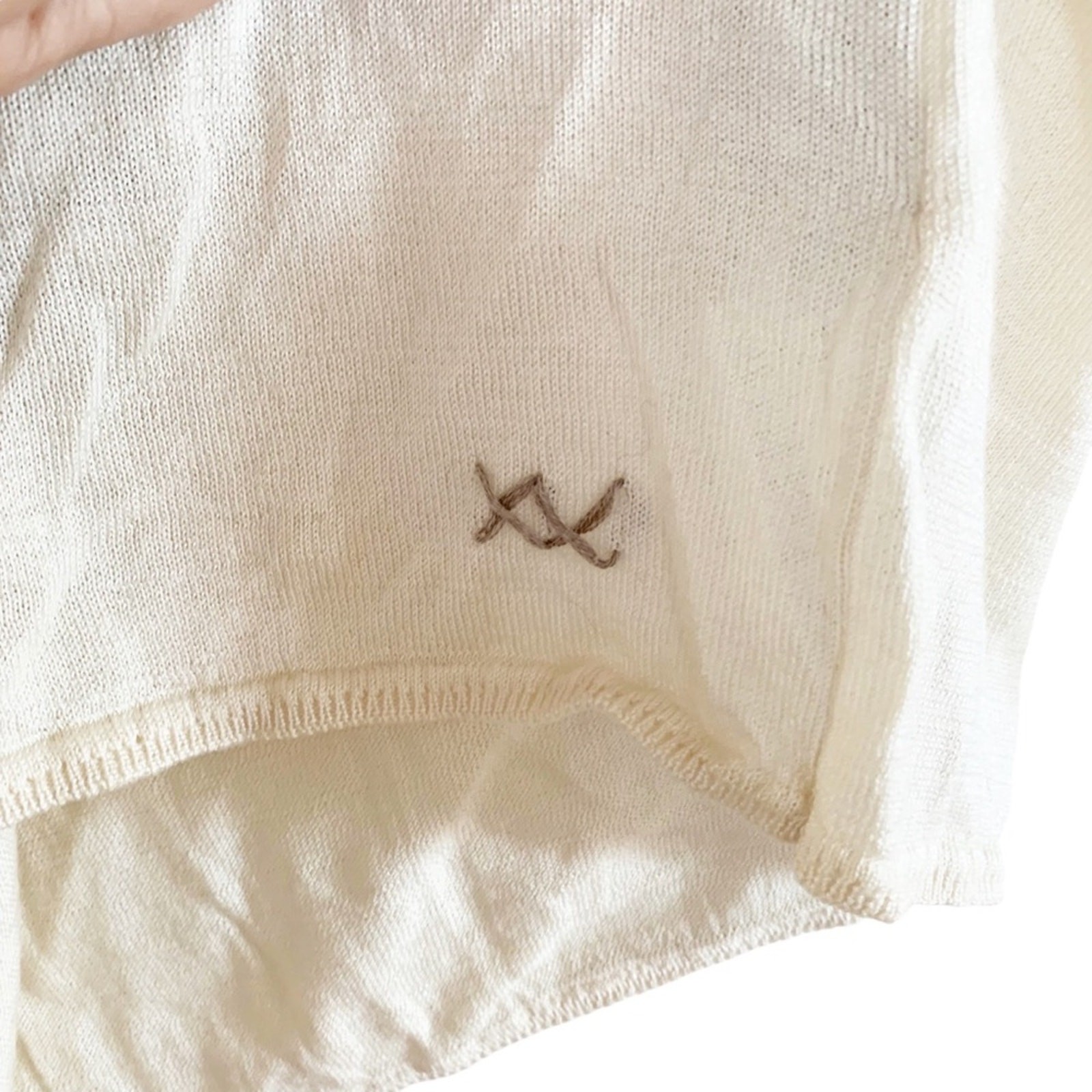 Banjo & Matilda Cream Palm Tree Silk Cashmere Blend Intarsia Sweater Small