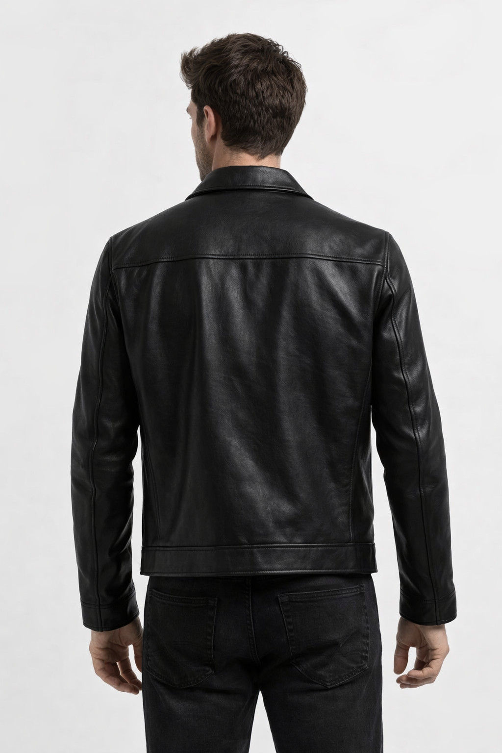 Men’s Genuine Leather Jacket Classic Zip Up Casual Biker Bomber Outerwear Coat