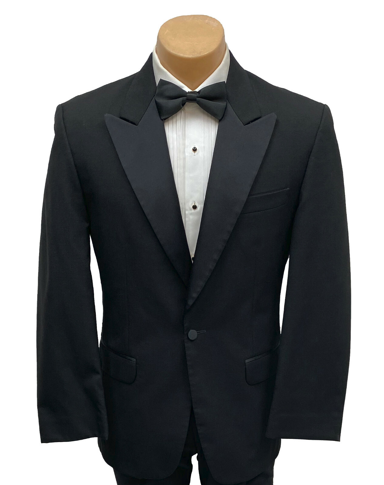 Men’s Black Tuxedo Jacket One Button Satin Peak Lapels Wedding Mason Prom Cruise