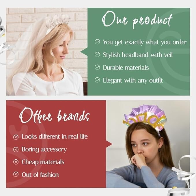 2 PCS ELEGANT BRIDE HEADBAND SET WITH VEIL – STYLISH BRIDE CROWN WITH PEARLS