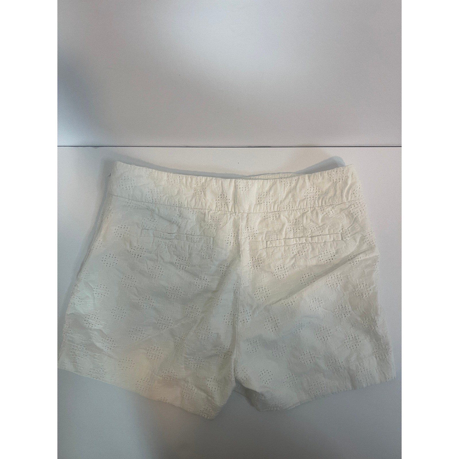 Banana Republic Womens White Cotton Eyelet Shorts Side Zip Size 6