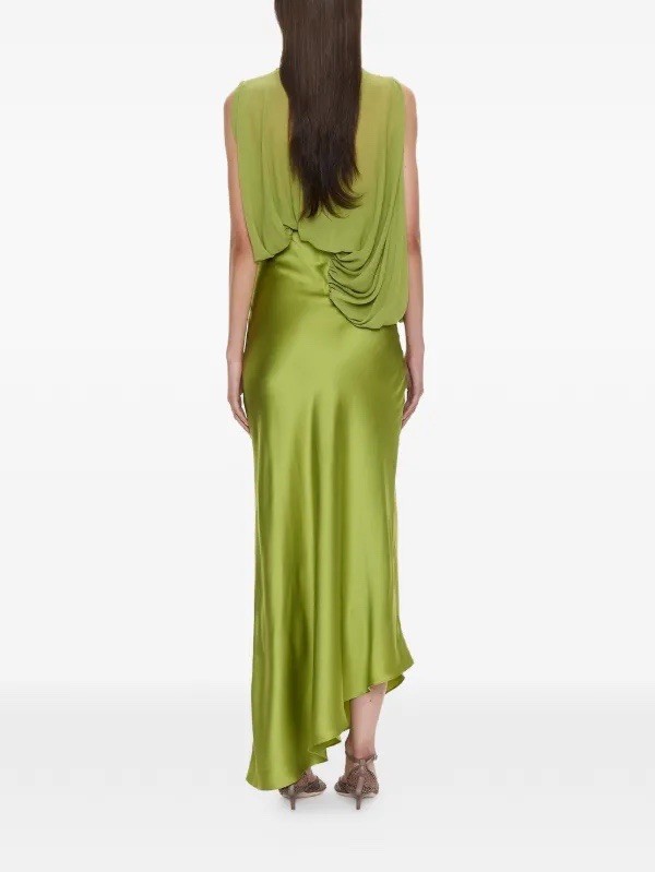 New Christopher Esber Cumulus Silk Midi Dress In Dypsis Green
