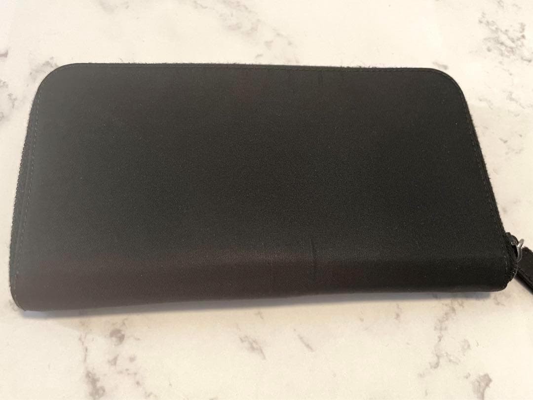 PRADA Long Wallet Round Zipper Triangle Plate Nylon