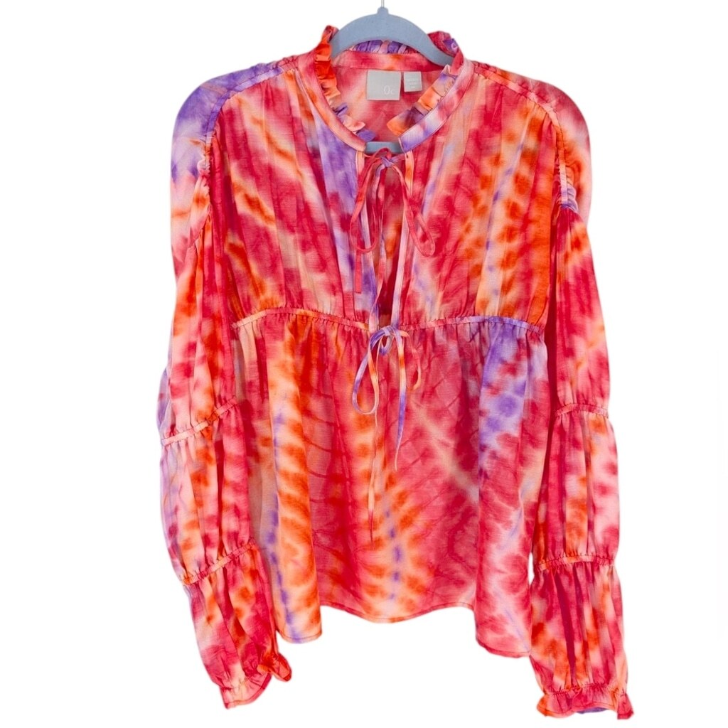 Zero Degrees Celsius Colorful Blouse Lightweight Anthro Boho Tie-Dye SZ medium
