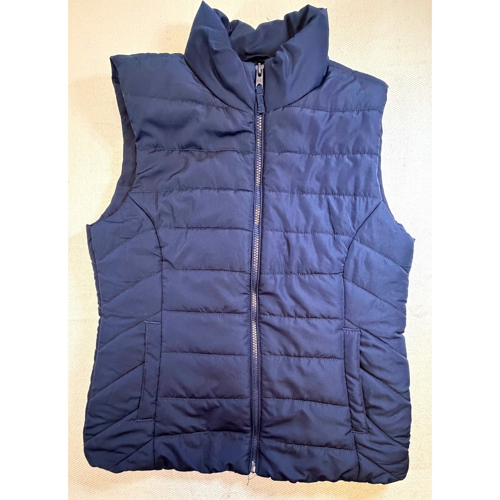 Aeropostale Navy Blue Puffer Vest Womens Medium Full Zip Quilted