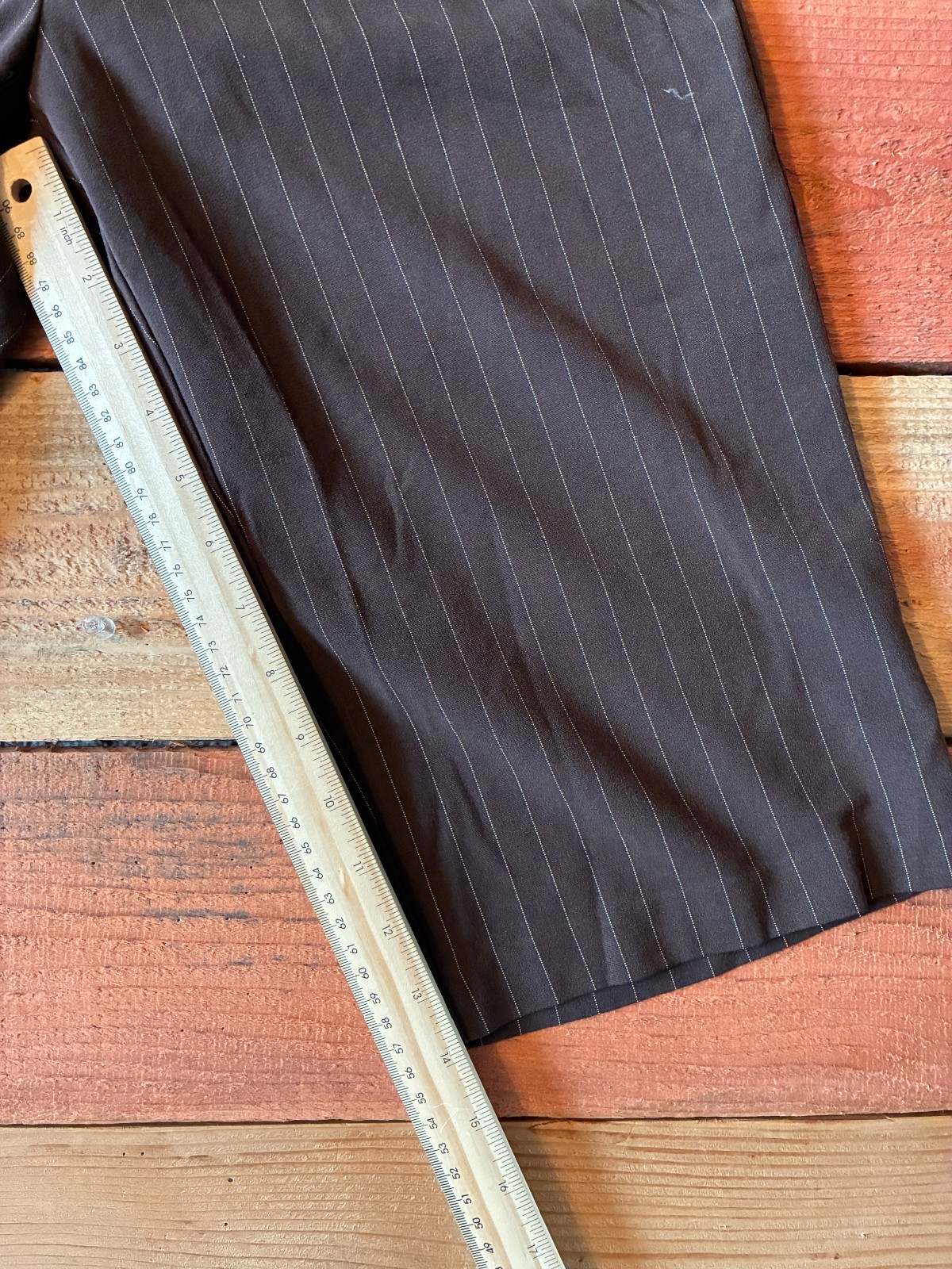 Y2K Made in USA Wrapper Pinstripe Capri Pants Womens 7 Brown Corporate Office