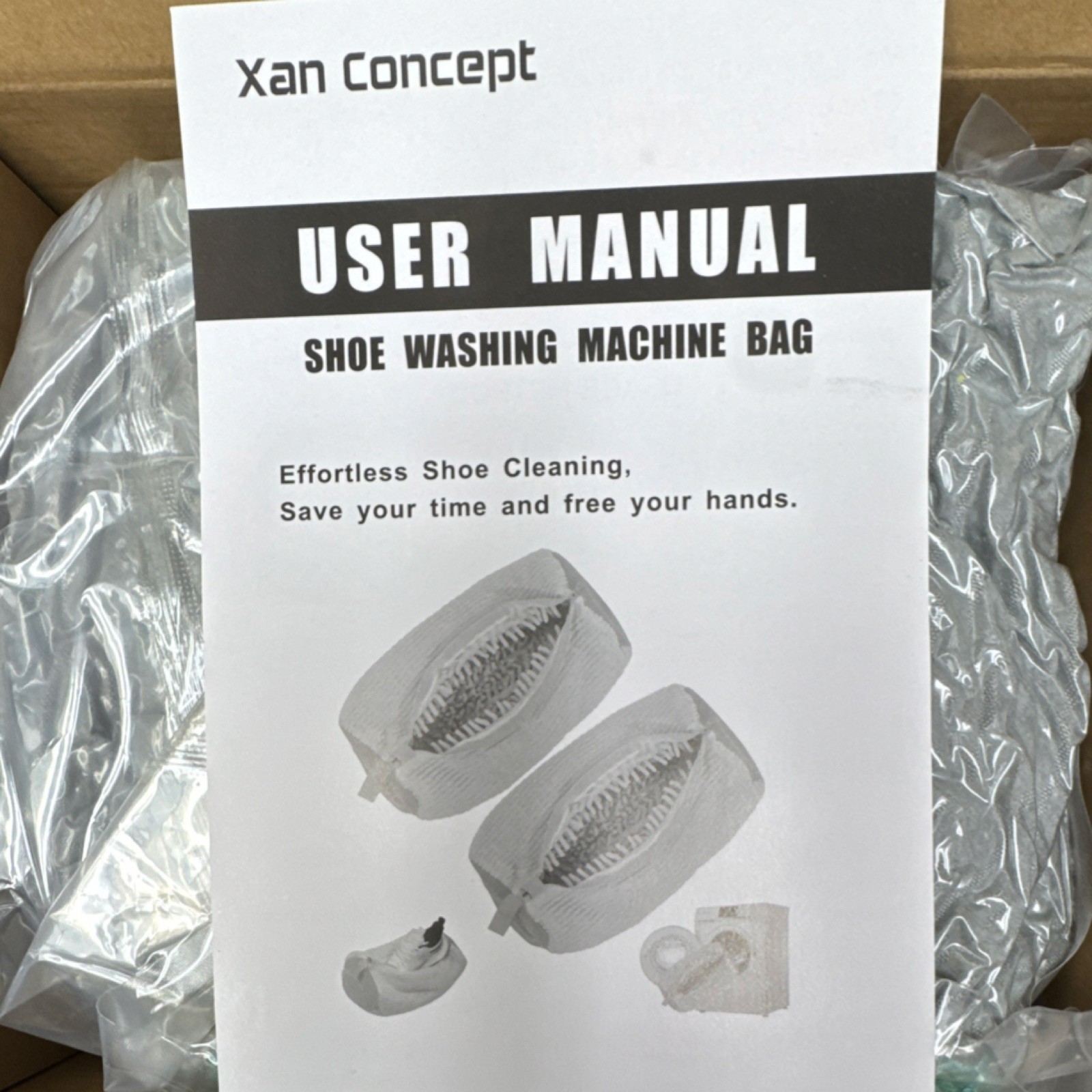 Xan Concept Shoe Washing Machine Bag Chenille Fiber Zipper Closure 15.35×7.48 in