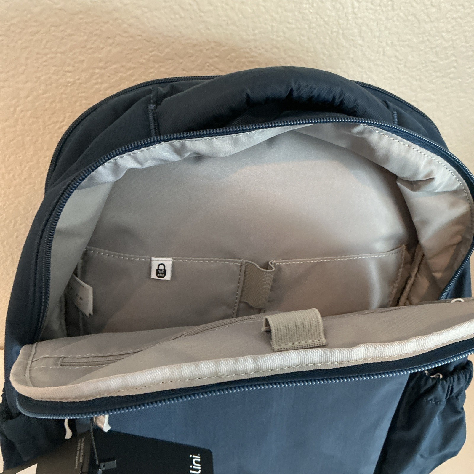 NEW Baggallini Everyday Laptop Backpack 16×14 Water-Repellent Navy Color