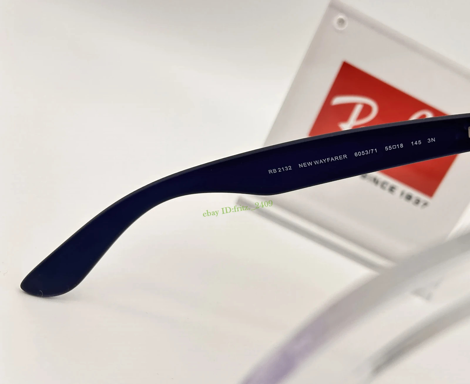 New RAY-BAN RB2132 6053/71 Crystal Navy Blue Wayfarer Sunglasses ItalyUV400 55mm
