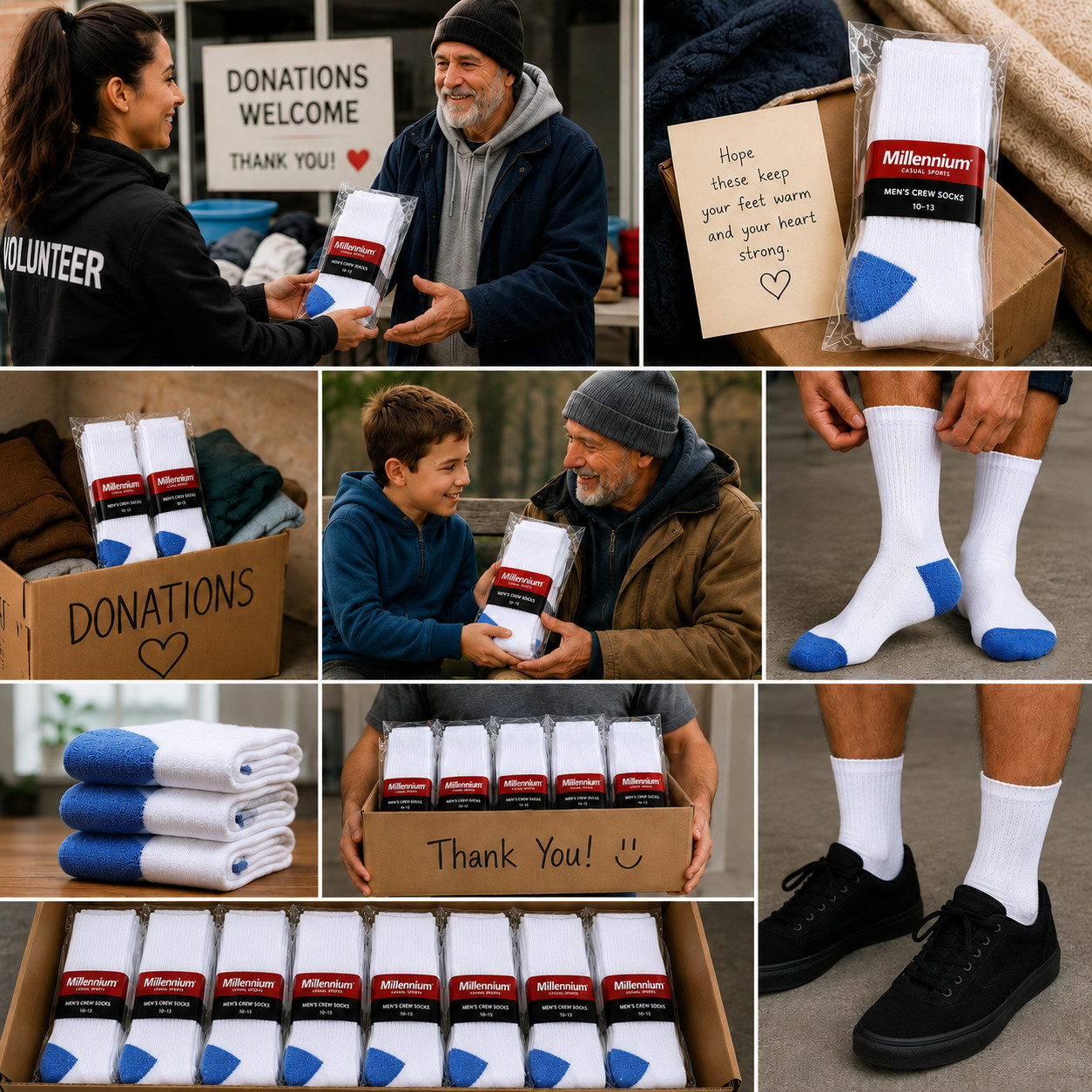 Wholesale Bulk Lots Men’s White/Blue Sports Casual Cotton Crew Socks 9-11 10-13