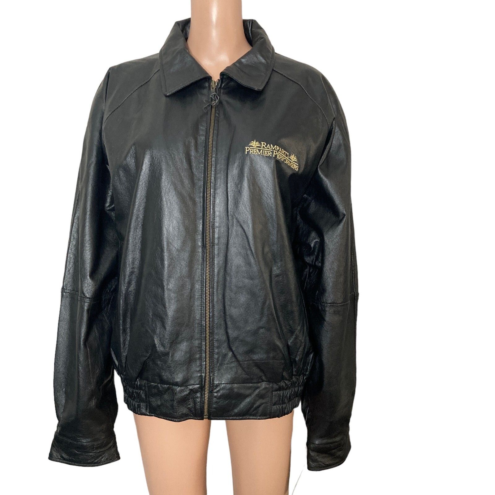 vintage burks bay leather jacket ramparts premier performers black new casino