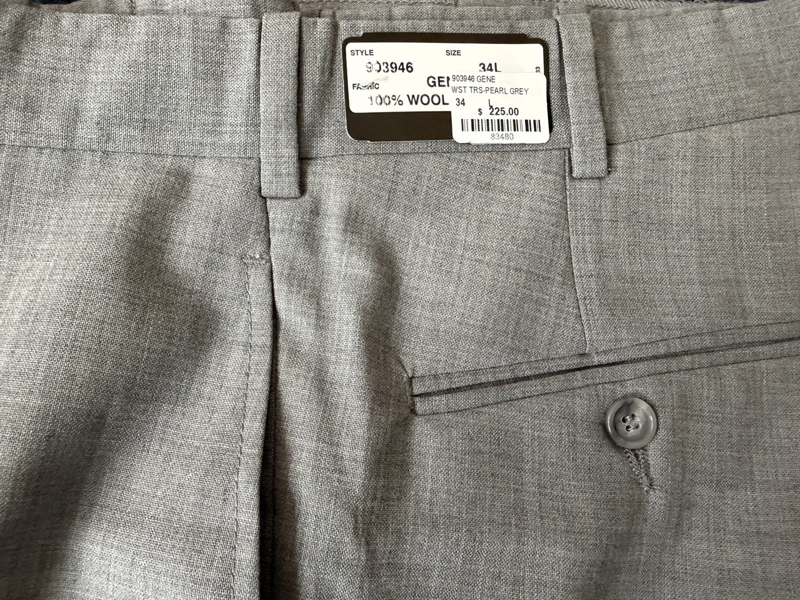 O’Connell’s 34L grey wool trousers- NWT: