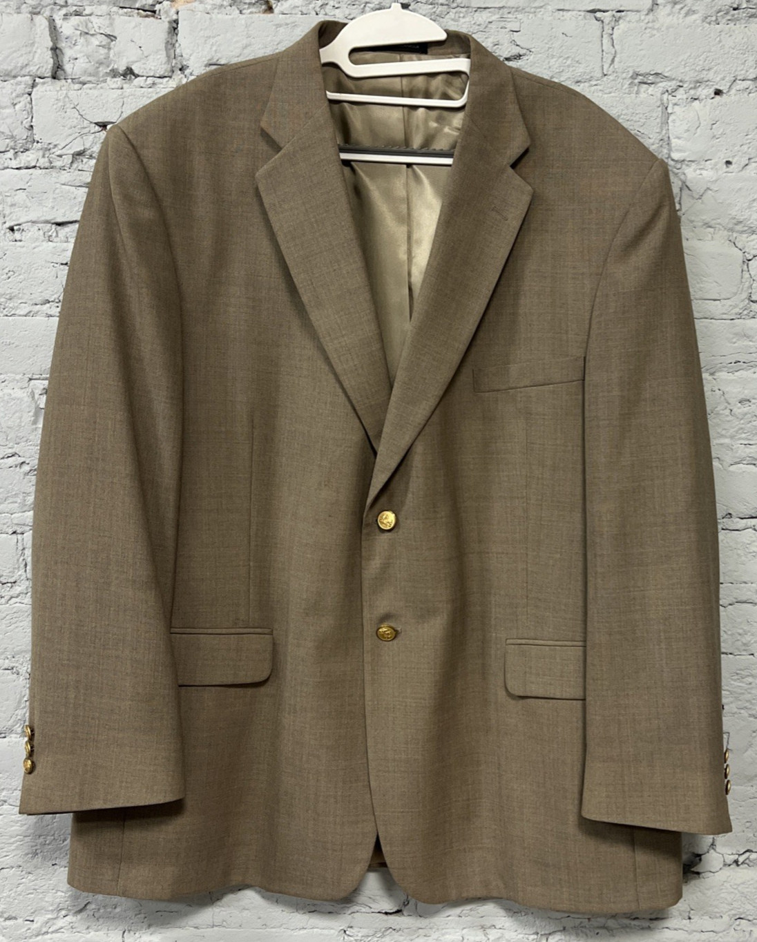 Stafford Jacket Men 48R Brown Tweed Blazer Sport Coat Polyester/Worsted Wool